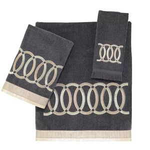 NWT Avanti 3 pc Embroidered Towel Set Gray(Granite) Gold Canada Made